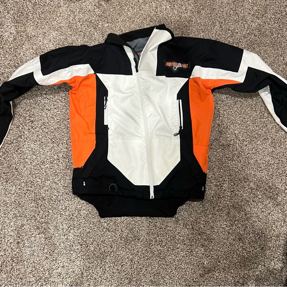 Motorfist jacket size small orange black and white